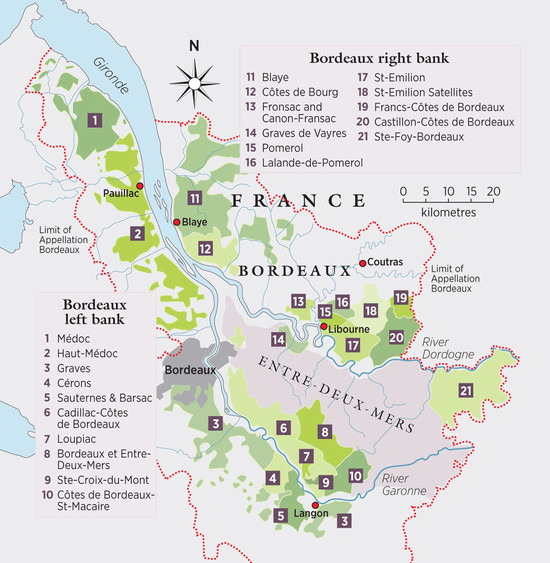 map of Bordeaux wine regions