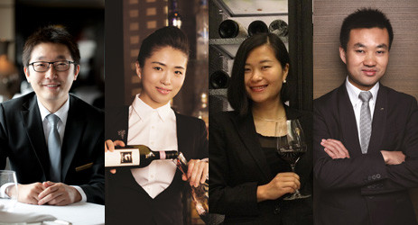 Image: Chinese sommeliers (from left to right) Lu Yang, Li Meiyu, Guo Ying and Jerry Liao