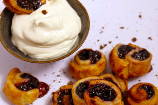Image: Individual cherry rolls served with rum Chantilly– recipe