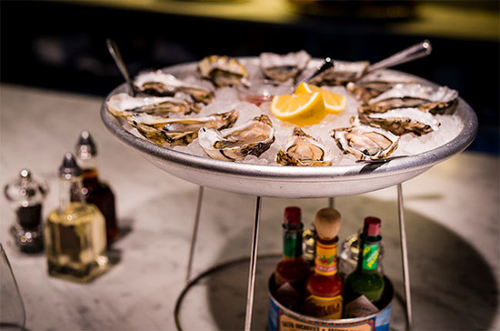 Oysters on the bar at Wright Brothers oyster house in Spitalfields, London. Credit: The Wright Brothers