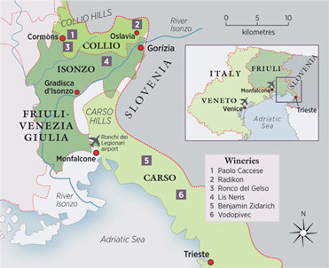 Map of Fruili wineries