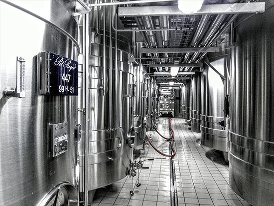 Image: stainless steel vats at Pol Roger Champagne, credit Andrew Jefford