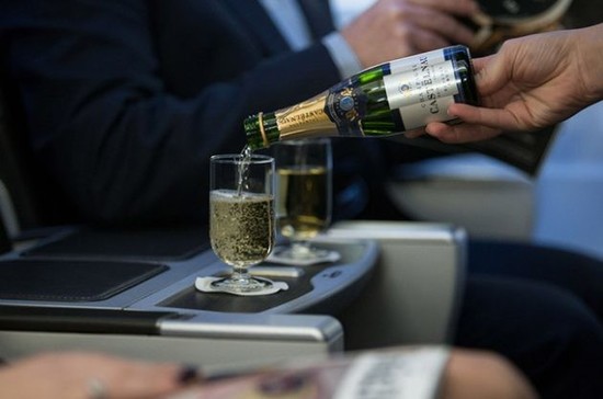 Image: Champagne on airplane, British Airways