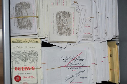 Fake labels seized by FBI agents during a raid on Rudy Kurniawan’s house in Los Angeles. Credit: FBI