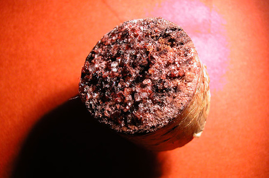  Tartrate crystals on a cork pulled from a bottle of red wine. Credit: John T Fowler / Alamy