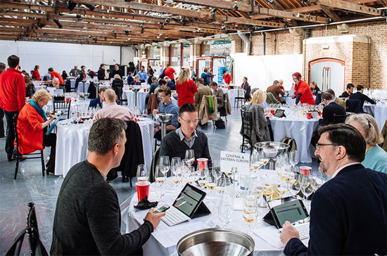 Judges blind taste wines during DWWA judging week.