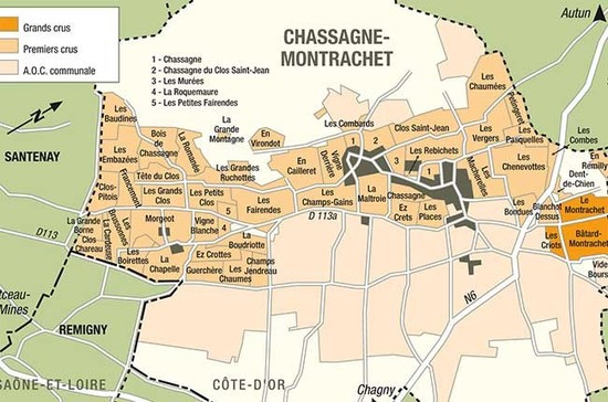 Map of Chassagne-Montrachet, Burgundy. Credit: BIVB.