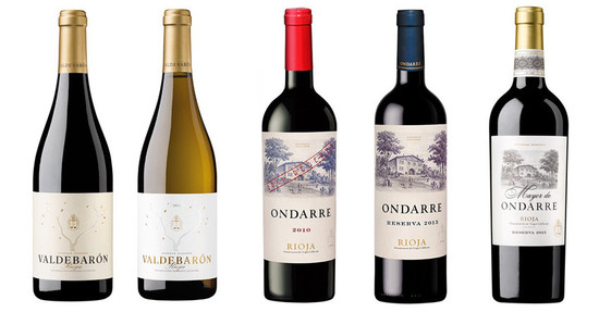 图片： Valdebaron, Ondarre Gran Reserva, Ondarre Reserva 和Mayor de Ondarre