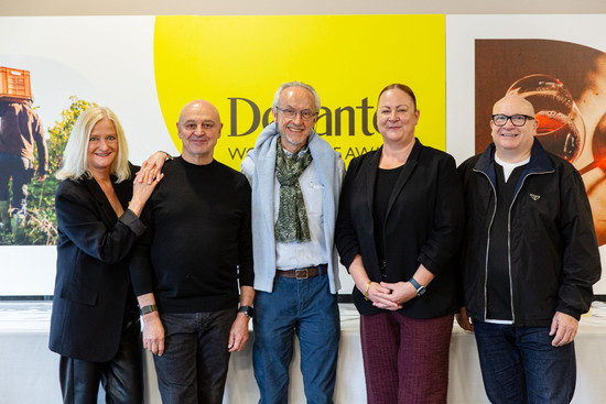 The DWWA 2026 Co-Chairs: (left to right) Caro Maurer MW, Michael Hill Smith AM MW, Andrew Jefford, Beth Willard and Ronan Sayburn MS. Credit: Ellen Richardson