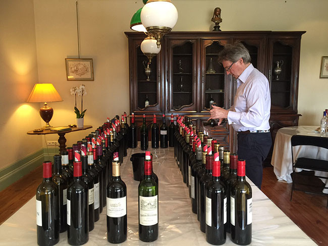 Image: Steven Spurrier, Consultant Editor of Decanter, at en primeur 2015 tasting